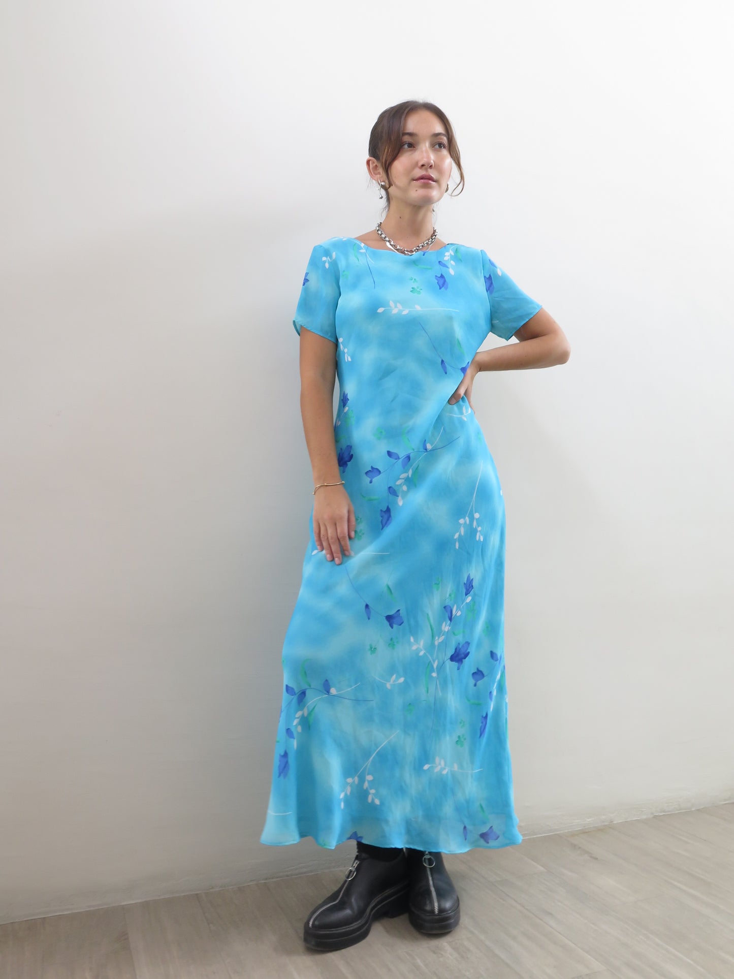 90's floral sheath maxi-dress